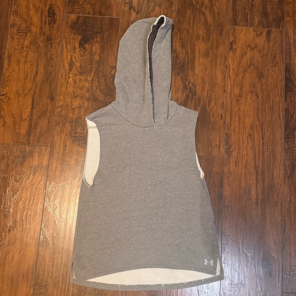 Under Armour Sleeveless Hoodie Mens XS Gray Pullover Sweatshirt Athletic Gym UA